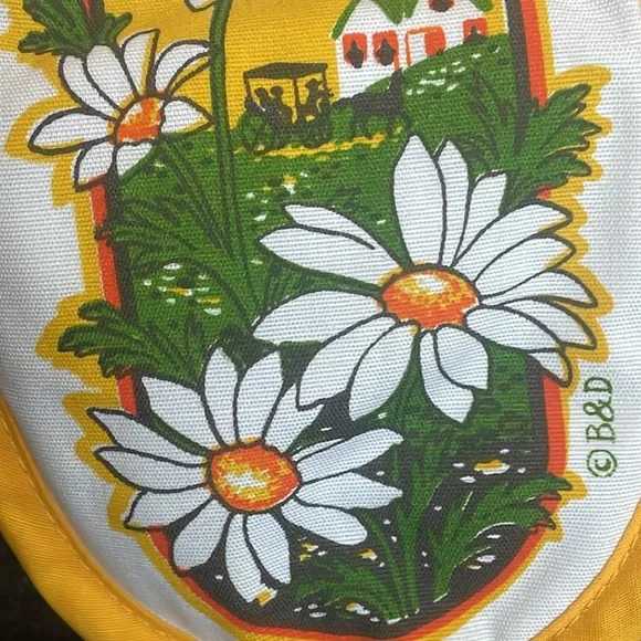 NWOT: Vintage MCM 70’s Floral MCM Oven/Range 3 Piece Set: 2 Mitts And Pot Holder - Picture 3 of 9